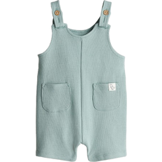 12-18M - Hängselbyxor H&M Våfflade Hängselshorts - Ljusturkos