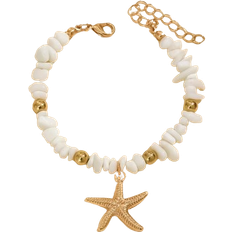 Shein 1pc Ocean Resort Style White Pebble Beaded Bracelet