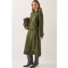 Katya Tie Waist Midi Skirt - Green