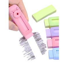 Portable Retractable Press Erasers Pink