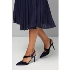 Asymmetric Pointed Stiletto High Heel Court Shoes - Navy