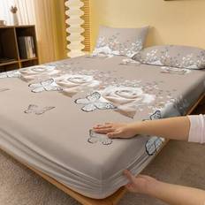 Multifärgade Underlakan Shein 1pc Plant Floral Butterfly Rose Pattern Printed Bed Sheet Multicolour (199.9x)