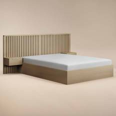 Double Beds - Natural Bed Frames Solace+Co Taylor Light Wood