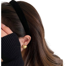 Shein Wide Womens Black Velvet Sponge Headband Fashionable Vintage High Head Skull