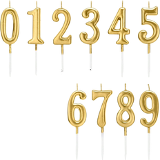Shein Cute 0-9 Number Cake Candles In Gold