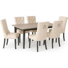 Natural - Padded Seat Kitchen Chairs Neo Studded Velvet Natural Kitchen Chair 92cm 6pcs