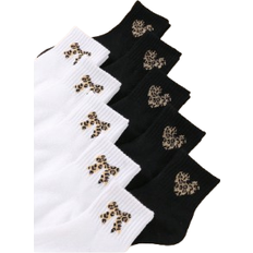 Multicoloured Underwear Children's Clothing Shein Chic And Cute Kids Socks Black And White With Stylish Leopard Print Heart And Bow Designs - Multicolor