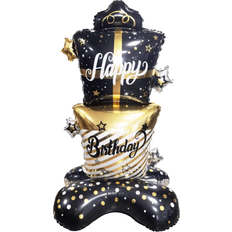 Shein 1pc Black And Gold Double Layer Birthday Gift Box Balloon