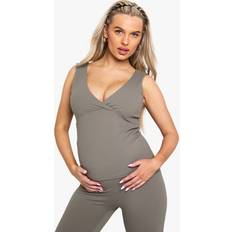 boohoo Womens Maternity Sculpt V Neck Longline Top Grey