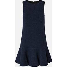 Robe Sans Manches Évasée Tweed Fantaisie - Bleu Ténèbres
