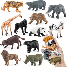 Bear Figurines Shein 12pcs/Set PVC Material Wild Animal Models (1-3 Inches) That Are Soft And To Hold