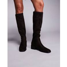 Xander Smart Knee Boots - Brown Faux Suede