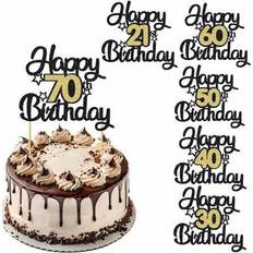 Glitter Happy Birthday Cake Topper 70 Years Old