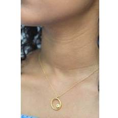 Topaz Necklaces Womens White Topaz Oval Sterling Silver November Birthstone Necklace - Gold