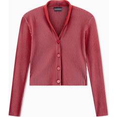 Emporio Armani Cardigans Emporio Armani Plated-effect KFB Fabric Cardigan - Chili Pepper Fancy