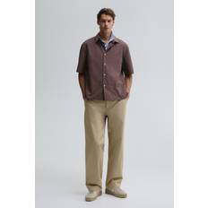 H&M Regular Fit Short-sleeved Shirt - Brown/Checked