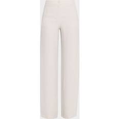 Trousers Emporio Armani High-Rise Textured Armure Trousers - Ivory Tonal