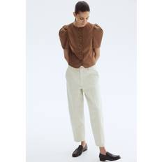 H&M White Trousers & Shorts H&M Ladies High Ankle Jeans - White Barrel