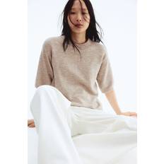 Beige - Women T-shirts H&M Ladies Knitted T-shirt - Beige