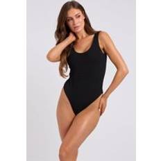 Solid Colours Swimsuits Women's Black Textured Swimsuit Soft Textured - Black