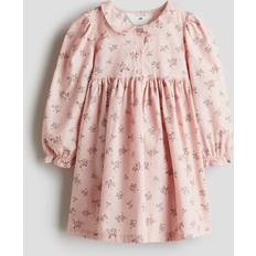 H&M Pige Bomuld Kjole Bomuld Trykt Mønster - Lys Rosa/Blomstret