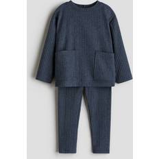 H&M Baby 2-Piece Ribbed Cotton Set - Navy Blue