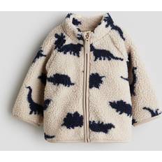 6-9M Jackets Children's Clothing H&M Baby Printed Teddy Jacket - Light Beige/Dinosaurs