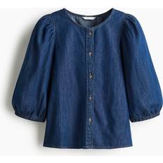 H&M Balloon Sleeved Denim Blouse - Blue