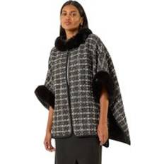 Polyester - Sort Ponchos & Kapper Roman Jacquard Knit Poncho - Black