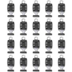 Leather Charms & Pendants Uxcell Enamel Music Charm 19 X 9mm Alloy Microphone - Black