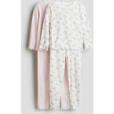 Rosa Pyjamasar Barnkläder H&M Ljusrosa Enhörningar 2-Pack Trikåpyjamas - Flicka