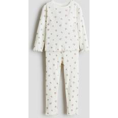 Enfärgade Pyjamasar Barnkläder H&M Ribbad Bomullspyjamas - Flicka