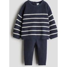 H&M Baby Striped 2-Piece Cotton Knit Set - Navy Blue/White