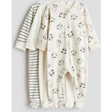H&M 3-Pack Pyjamasoverall Med Dragkedja - Ljusbeige/Djur