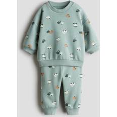3-6M Övriga sets Barnkläder H&M 2-Delat Sweatshirtset Med Tryck Och Borstad Insida - Turkos/Fordon