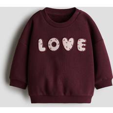 Röda Sweatshirts Barnkläder H&M Baby Love Sweatshirt Med Motiv - Mörkröd