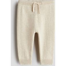74/80 Byxor Barnkläder H&M Baby Finstickade Bomull Joggers - Ljusbeige