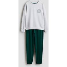 146/152 Pyjamasar Barnkläder H&M Pojke Bomullspyjamas Med Tryck - Ljusgråmelerad