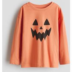 Orange Barnkläder H&M Motif Detail Cotton T-shirt - Orange/Pumpalykta