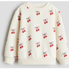 Flickor Sweatshirts Barnkläder H&M Körsbär Sweatshirt Med Tryck Och Borstad Insida - Flicka