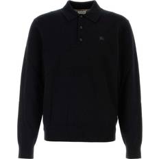 Cashmere - Herre Polotrøjer Burberry Long-sleeve Cashmere Blend Polo Shirt - Black