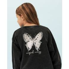 134/140 Sweatshirts Børnetøj Name It Nkfliva Rxl Sweatshirt - Sort/Sølv