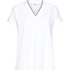 V-Neck Short-Sleeve Cotton Jersey T-Shirt - White