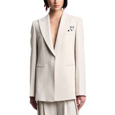 Women Blazers Emporio Armani Single-Breasted Blazer In Envers Satin Jeu de Cartes Detail