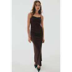 Brown - Long Dresses H&M Ladies Draped Strappy Dress - Dark Brown