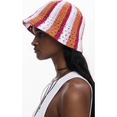 Stribede Hatte Desigual Hat - Hummer Mørkeorange/Rødviolet/Hvid