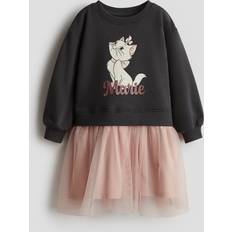 Grey Dresses Children's Clothing H&M Printed Tulle-Skirt Sweatshirt Dress - Dark Grey