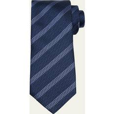 Regimental Stripe Silk Tie - Navy