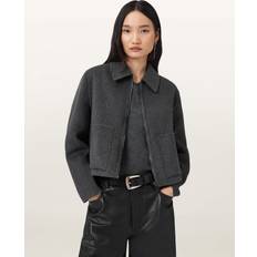 AllSaints Ytterkläder AllSaints Seannah Cropped Iconic Leather Jacket - Charcoal Grey