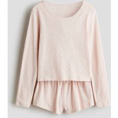 146/152 Pyjamasar Barnkläder H&M Puderrosa Cotton Pointelle Pyjamas - Flicka